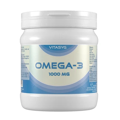 Omega 3 Fischöl 1000 mg - 500 Gel Kapseln Vitasyg Top Qualität Fisch - Bild 1 von 4