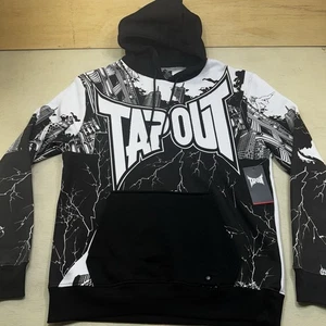 NWT Tapout City Skyline & Lightning AOP Medium Hoodie Sweatshirt Black & White - Picture 1 of 18