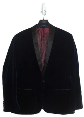 NWOT Men's 48L GINO VITALE Velvet Shawl Lapel Slim Fit Tuxedo Jacket in Blue - Image 1 of 4