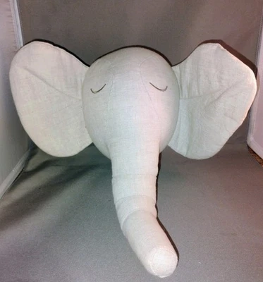 Plush elephant Head Wall Mount Hanging Decor For Baby Nursery Safari Room  - Image 1 of 4
