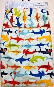 TOMMY BAHAMA KIDS Beach Towel PONCHO SHARKS BLUE 24 X 48 100% COTTON NWT - Picture 1 of 3