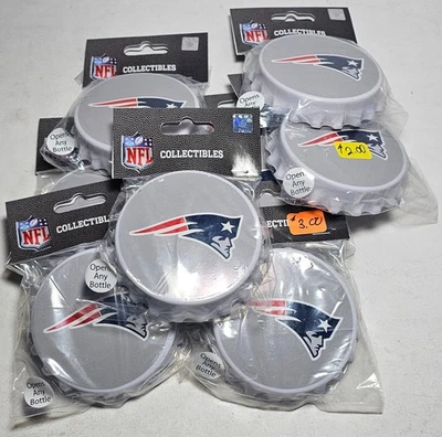 全新英格兰爱国者队 瓶盖 形状瓶/开罐器 带磁铁 批量 8 件 — 第 1/4 张图片