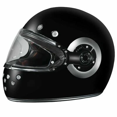 Casco de motocicleta Daytona retro aprobado por el DOT alto brillo negro cromo R1-A Foto 1 de 4