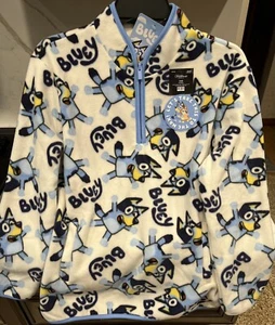 New Bluey kids Long Sleeved fleece Zip pullover Size Youth large L New With Tags - Picture 1 of 8