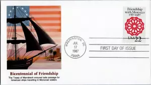 MOROCCO FRIENDSHIP SHIP  1987  FLEETWOOD cachet FDC unaddr - Picture 1 of 2