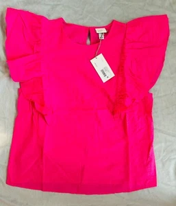 Camiseta sin mangas con volantes para mujer - un nuevo día rosa M - Imagen 1 de 3