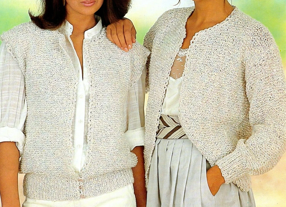 Ladies Cardigan + Waistcoat  Crochet Edge Easy Knitting Pattern Size 32-42 Inch - Image 1 of 1