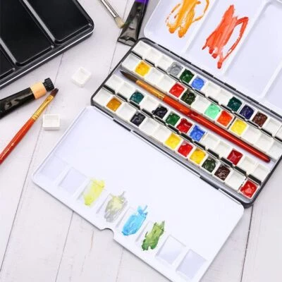 14/26/52 Empty Watercolor Tin Palette Box Student Gift Paint For Half-Whole Pan - Image 1 of 4