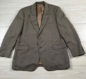 Izod Suit Jacket Sz 46R Blazer Brown Herringbone 100% Wool Single Breasted