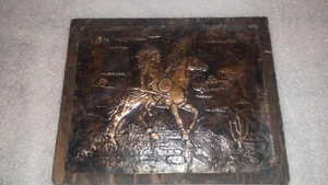 ANFANG 20. JAHRHUNDERT INDIANER INDIANER AUF PFERD KUPFER RELIEF WANDRELIEF - Bild 1 von 6