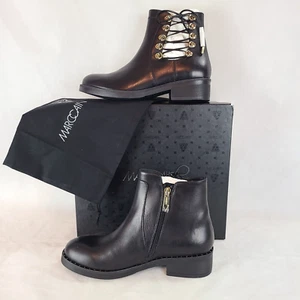 New MARC CAIN Women's (7.5) Black Leather Side Lace Up and Zip Ankle Bootie $420 - Picture 1 of 12