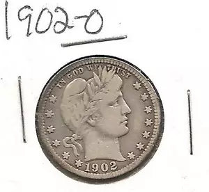 1902-O Barber Quarter : Very Fine - Picture 1 of 2