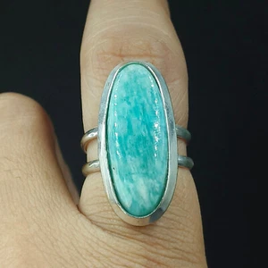 Proposal Women's Ring Natural Aquamarine Oval Gemstone 925 Sterling Silver - Picture 1 of 5