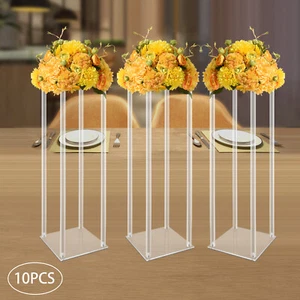 10x Acrylic Tabletop Vases Flowers Vase Column Stand Wedding Centerpieces Decor - Picture 1 of 15