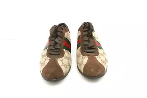 Gucci Vintage GG Guccissima Monogram brown green red sneakers size 7 1/2 - Picture 1 of 8