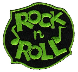 ab08★Rock N Roll Grün Aufnäher zum aufbügeln  Bügelbild Patch Musik 7,5 x 6,9 cm - Bild 1 von 1