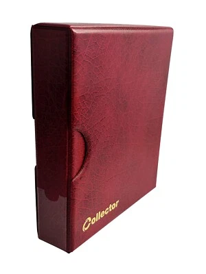 Red Coin Album in Case for 221 Mix Size Coins Folder Book Box Cover Collector