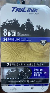 2-Pack TriLink Saw Chain 8 Inch S34 Pole Saw 14334X2TLW Echo Remington Poulan - Picture 1 of 4
