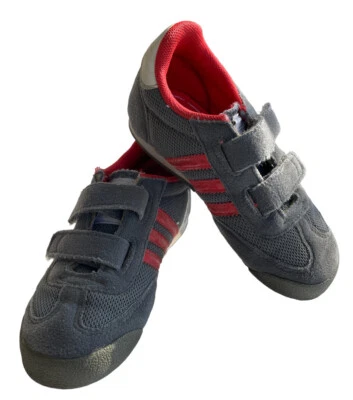 Adidas Dragón Zapatos Tenis Niños Pequeños Gris Rojo Gancho y Lazo Correa Talla 8K 8 Foto 1 de 4