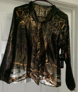 Paige Womens Shirt Top Blouse Size S Small Madison Multicolor Snakeskin LOOK NWT - Picture 1 of 3