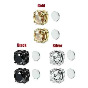 New Stainless Steel Magnetic Stud Earrings for Womens Mens Non-Piercing Clip On - Picture 1 of 14