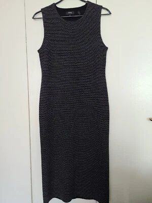 THEORY KOLDEEN O NOBLE Stretch wool stripe dress in midnight M - Image 1 of 4
