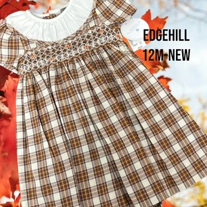 NUOVO abito Ringraziamento a quadretti autunno Edgehill Collection 12 M Edgehill - prezzo al dettaglio $70 - Foto 1 di 10