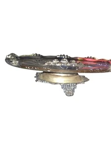 Glass Lazy Susan Footed Cake Plate 13" Silver Plated. - Picture 1 of 3
