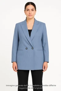 Blazer Da Donna Max Mara Blu Taglia 44 Doppiopetto Lungo Stile Elegante Business - Foto 1 di 17