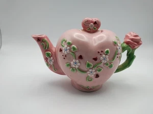 Cranberry Square February Be My Valentine Mini Teapot Heart Flowers Rare READ - Picture 1 of 21