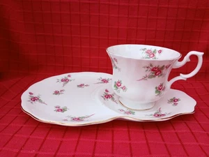 Richmond Fine Bone China TV / Tennis Tea Cup Saucer Set Gilt Pink Rose Time VGC - Picture 1 of 12