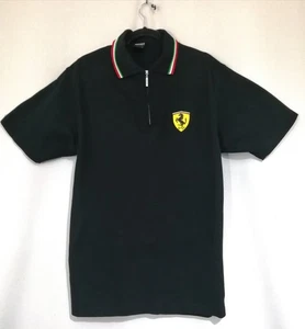 Vintage 1999 Official FERRARI Racing Polo Shirt 3/4 Zip Black 100% Cotton Size L - Bild 1 von 9