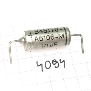 Condensateur 10uF 63V 8x17 R28 20% Tantale Siemens B45170 Hermétique Axial  - Photo 1/3