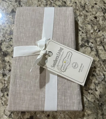 NUEVO CON ETIQUETAS Southern Living Heirloom Lino Taupe King Almohada Falsa Foto 1 de 2