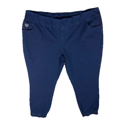 Quacker Factory Dream Jeannes Denim Plus 3X Jeggings Jogger Knit Blue Stretch N6 - Image 1 of 4