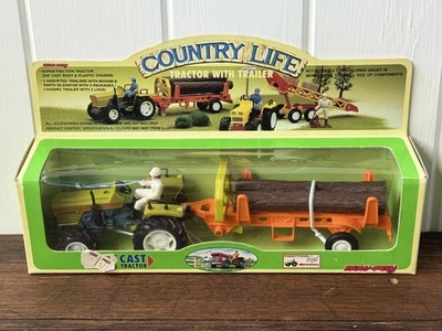 Vintage 1992 New-Ray 04413 Country-Life Die-Cast Red Tractor w/ Logging Trailer - Image 1 of 4
