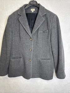 Blazer chaqueta vintage LL Bean de lana espiga, mezcla de cachemir para mujer 16r gris - Imagen 1 de 14