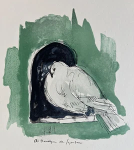Donuyer De Segonzac Original Lithographie "Les Vautours Et Les Pigeons", 1966 - Bild 1 von 3