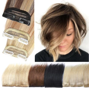 100% Real ONE PIECE Pads Clip In Human Hair Extensions Invisible Side Patches US - Picture 1 of 29