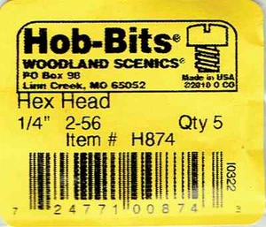 Hob-Bits H874 Viti a testa esagonale lunga in ottone 2-56 1/4" (5) pezzi - Foto 1 di 1