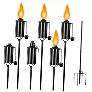 6 Packs Metal Garden Torches for Outside, 16oz Outdoor 6 Packs Metal Torch Set - Picture 1 of 7
