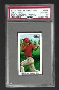 2010 TRISTAR OBAK MINI BASEBALL #N28 MIKE TROUT RC PSA 10 31ST NATIONAL PROMO - Picture 1 of 5
