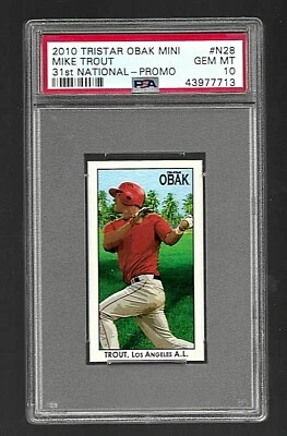 2010 TRISTAR OBAK MINI BASEBALL #N28 MIKE TROUT RC PSA 10 31ST NATIONAL PROMO - Image 1 of 4