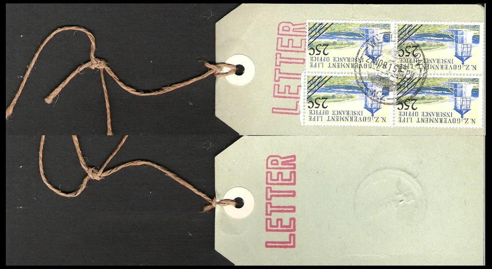 NUEVA ZELANDA 1981 GVLI COJINETE DE ETIQUETA DE EQUIPAJE 4X 25c PUNTO PUYSEGUR (U) Foto 1 de 1