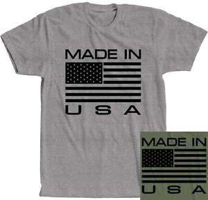 Made in USA T-Shirt Patriotic Dem Rep Flag Army 4th July Logo Flag State Trump - Picture 1 of 9
