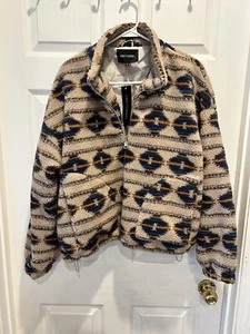Nuevo con etiquetas Peluche Estampado Madera Drift 1/4 Cremallera Sherpa Vellón Talla Grande XL Bolsillos - Imagen 1 de 8