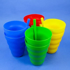 3-10oz SIP A CUP BUILT IN STRAW JUICE GLASS TUMBLER SIPPY CUPS, USA Made, NO BPA - Picture 1 of 21
