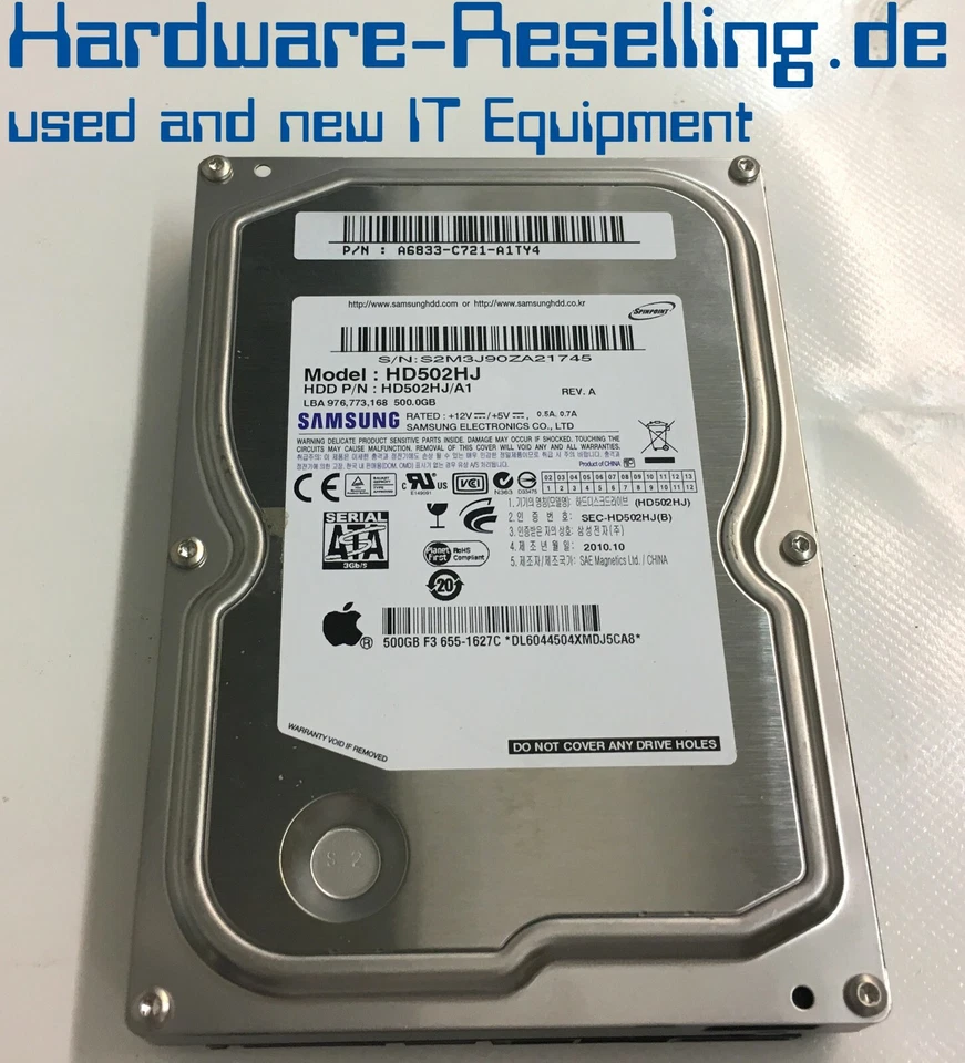 Samsung 500GB SATA 3Gb/S 3,5" HD502HJ Apple Mac 655-1627C - Imagen 1 de 1