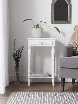 CARVED WHITE SIDE TABLE - Image 1 of 4