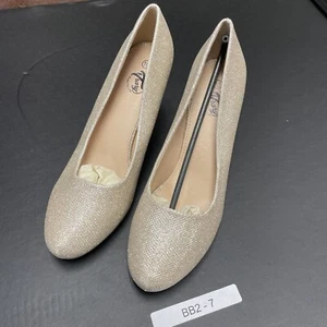 Trary Women's High Heel Dress Platform Pump Pumps Shoes Gold Glitter Size 10 - Picture 1 of 7